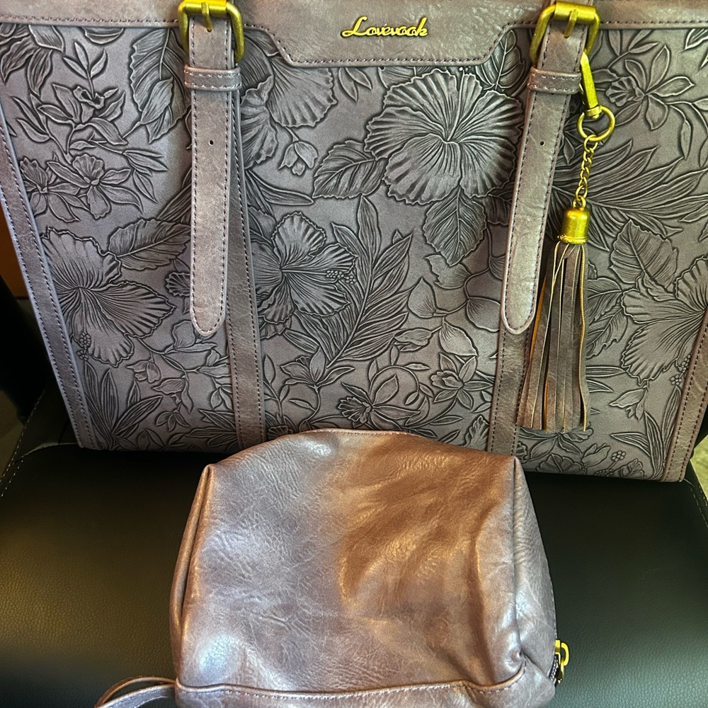 Floral Embossed Tote Bag